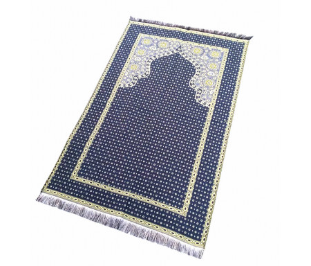 Tapis fin de Grande taille pour Adulte avec motif doré - Dominante de Bleu