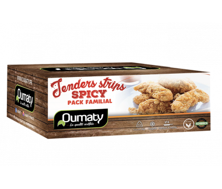 Tenders Strips Spicy (épicés) au Poulet Halal certifié Achahada - Pack Familial 2kg (surgelé) - Oumaty