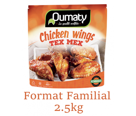 Chicken Wings Tex Mex au Poulet Halal certifié Achahada - Pack Familial 2.5kg (surgelé) - Oumaty