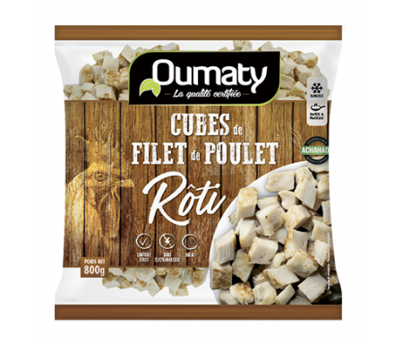 Cubes de Filet de Poulet rôti Halal certifié Achahada - Sachet 800gr (surgelé) - Oumaty