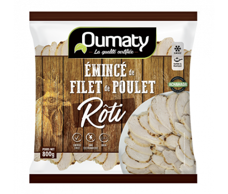 Émincés de Filet de Poulet rôti Halal certifié Achahada - Sachet 800gr (surgelé) - Oumaty