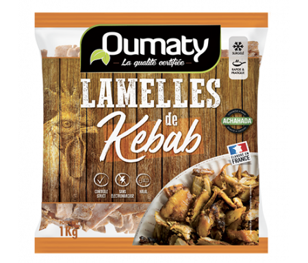 Lamelle de Kebab Halal certifié Achahada - Sachet 800gr (surgelé) - Oumaty