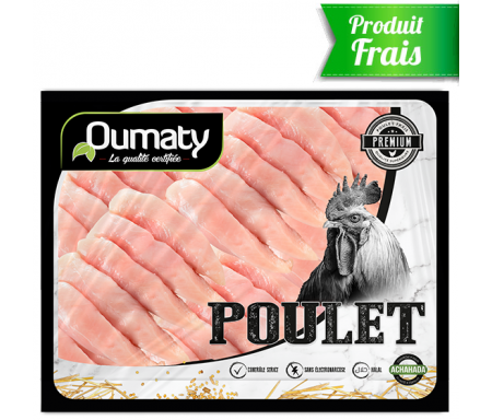 Aiguillettes de Poulet Halal certifié Achahada de Qualité supérieure - Barquette de 5kg (Produit frais) - Oumaty
