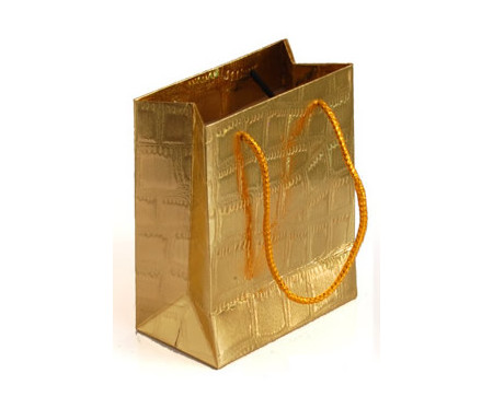 Petit sac cadeau brillant Doré - 14,5 x 12 cm