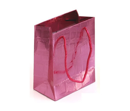 Petit sac cadeau brillant Rose - 14,5 x 12 cm