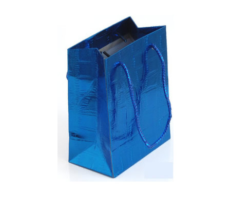 Petit sac cadeau brillant Bleu - 14,5 x 12 cm
