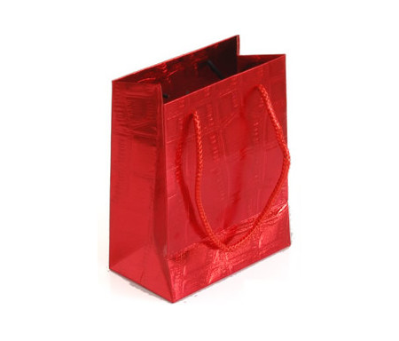 Petit sac cadeau brillant Rouge - 14,5 x 12 cm