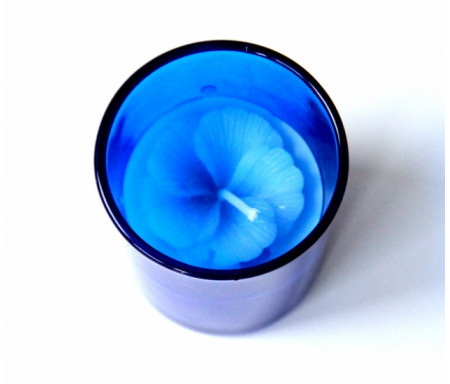 Bougie parfumée sous forme de fleur de couleur bleue en couleur
