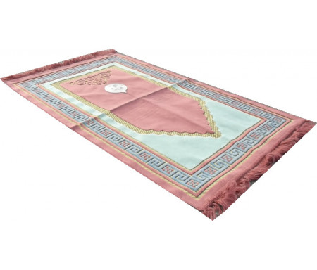 Tapis de prière Adulte avec Boussole intégrée + Mode d'emploi - Couleur Rose Saumon