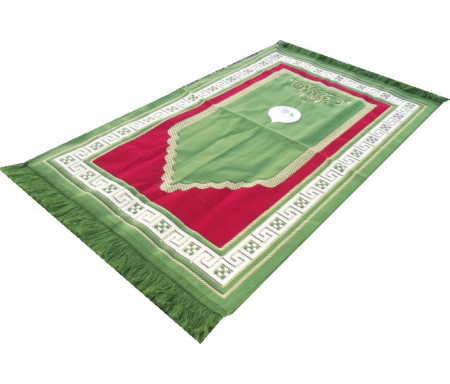 Tapis de prière Adulte avec Boussole intégrée + Mode d'emploi - Couleur Vert émeraude