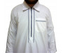 Qamis fashion blanc avec fermeture zip au col - Taille 2XL