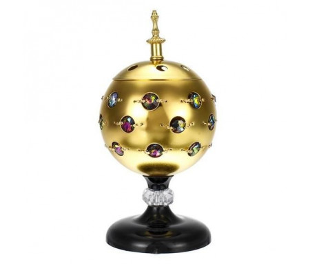 Brûleur d'encens / encensoir électrique en forme de Boule avec Perles en métal doré