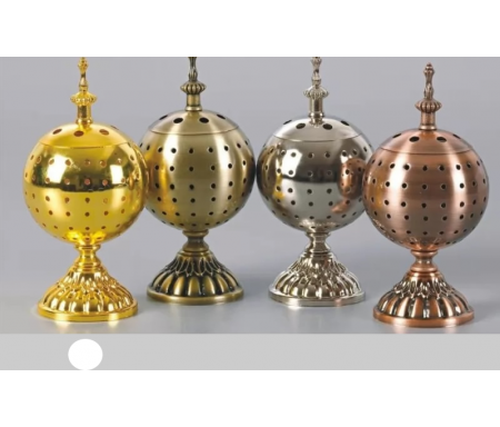 Brûleur d'encens / encensoir en forme de Boule en métal doré
