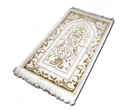 Tapis velours opalescent couleur Or - Motif central "arabesques"