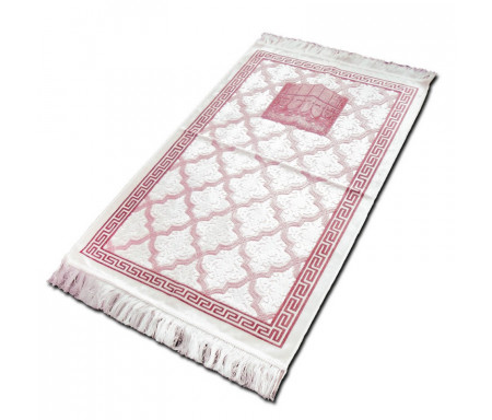 Tapis velours opalescent couleur bordeaux - Motif central "Kaaba"