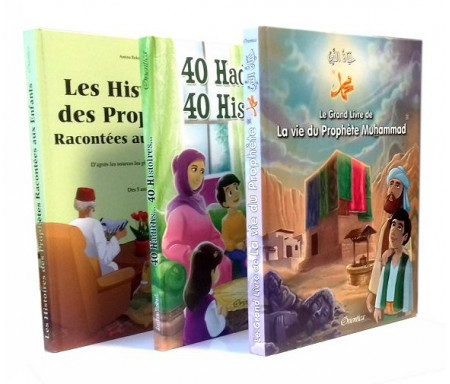  Pack 3 livres de référence : Les Histoires des Prophètes Racontés aux Enfants + Le Grand Livre de la Vie du Prophète + 40 Hadiths... 40 Histoires... (Cartonnés de luxe)