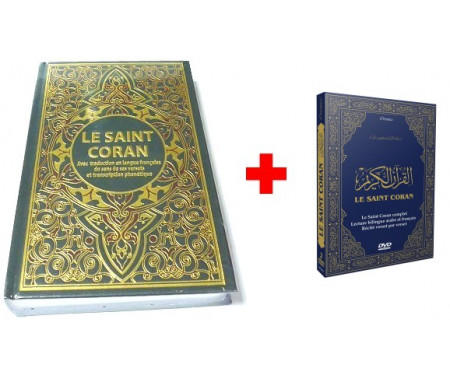  Pack Livre + DVD (Bilingue arabe/français) : Le Saint Coran avec traduction en langue française du sens de ses versets et transcription phonétique