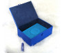 Coffret / Pack Cadeau en cuir bleu : Le Saint Coran Rainbow (français / arabe / phonétique), Coffret artisanal de luxe et parfum