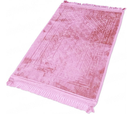 Tapis de Prière épais antidérapant et ultra-doux - Grande taille (80 x 120 cm) unis avec incrustations Arcade finition Luxe - Rose