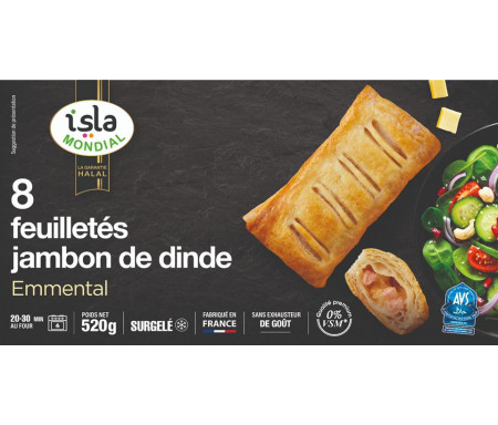 8 Feuilletés jambon de Dinde Halal emmental 520g