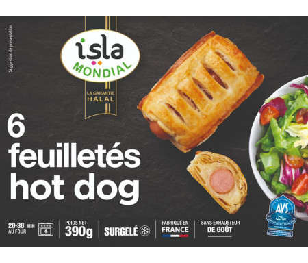 6 Feuilletés Hot Dog de Saucisse de volaille Halal 390g