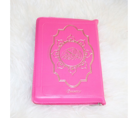 Le Saint Coran en langue arabe avec fermeture Zip - Grand format (14 x 20 cm) - Couleur rose