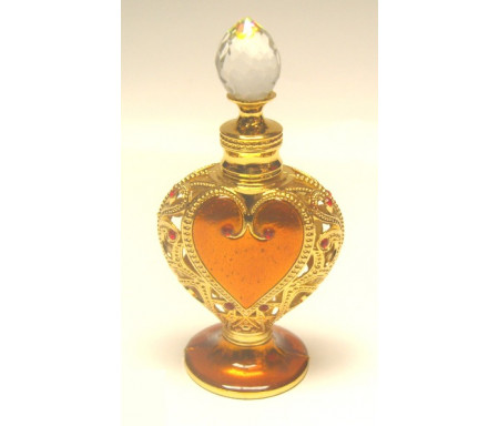 Parfum Musc Warda - Bouteille métallique dorée coeur bronze blasé sur amphore