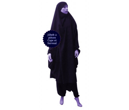  Jilbab deux (2) pièces cape et sarouel (pantalon) - Couleur Bleu nuit