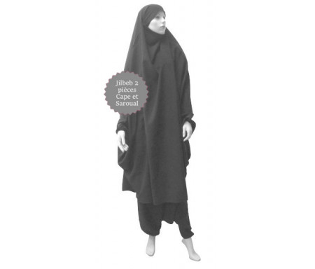  Jilbab deux (2) pièces cape et sarouel (pantalon) - Couleur Gris ardoise