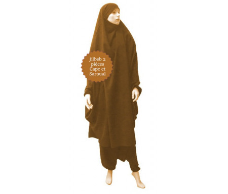  Jilbab deux (2) pièces cape et sarouel (pantalon) - Couleur Marron clair