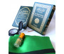 Pack Cadeau voyageur vert : Le Saint Coran Bilingue (arabe-français) + La Citadelle du musulman + Tapis de prière de poche et boussole + Parfum "Musk Mumtaz"