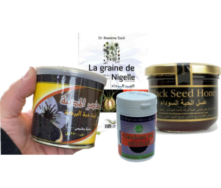 Pack Nigelle Premium Habba Sawda : Miel et Nigelle - Hule de Nigelle - Graine de Nigelle et Livre