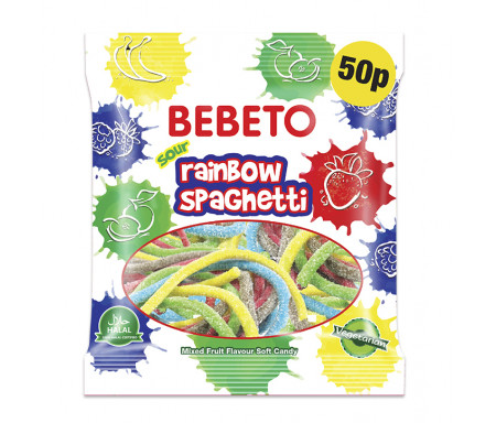 Bonbons Halal Rainbow Spaghettis (Spaghettis Arc-en-ciel) - Bebeto - Sachet 80gr