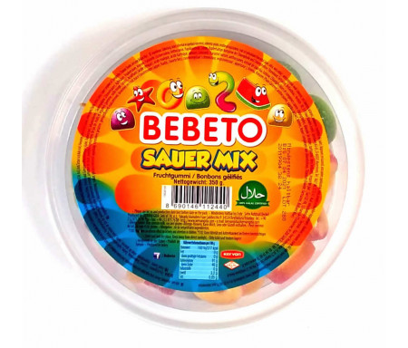 Bonbons Halal Mix (Tutti frutti) - Fabriqué avec du vrai Jus de Fruit - Bebeto - Boîte de 350gr