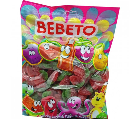 Bonbons Halal Fraises sucrées au vrai jus de fruit 1kg (Format Familial) - Bebeto