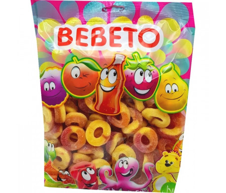 Bonbons Halal Anneau Pêche sucrés au vrai jus de fruit 1kg (Format Familial) - Bebeto