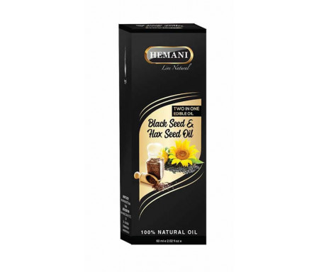 Huile de Nigelle avec Huile de Lin 60ml (Nigelle Habba Sawda + Hax Seed Oil) 100% Pure et Naturelle