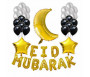 Kit de 28 pièces Spécial Eïd Mubarak avec 10 Lettres 1 Lune 1 Etoile 4 Cœurs et 12 ballons gris Chics