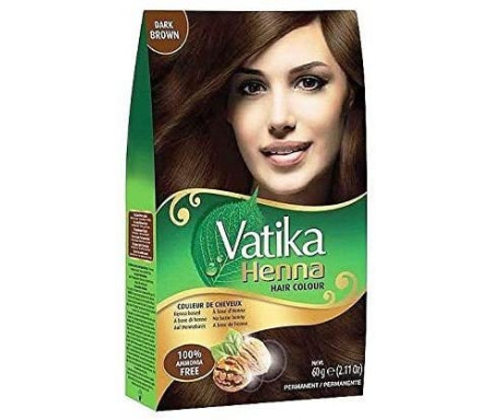 Henné Noir pour Coloration des Cheveux "Natural Brown" sans Ammoniaque (6 sachets x 10gr) - Vatika