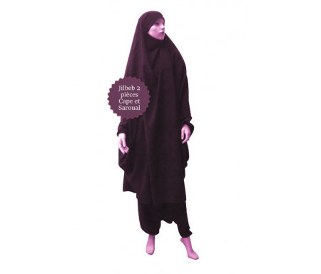  Jilbab deux (2) pièces cape et sarouel (pantalon) - Couleur mauve