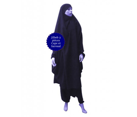  Jilbab deux (2) pièces cape et sarouel (pantalon) - Couleur Bleu marine