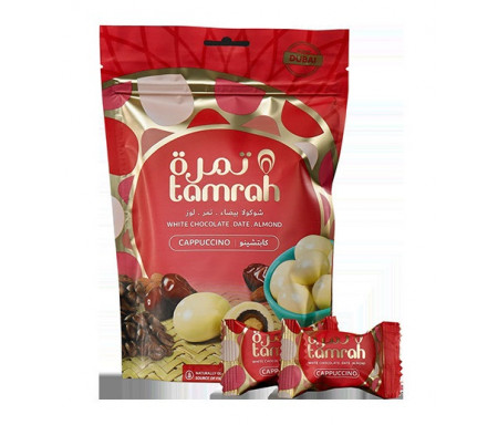 Tamrah Cappuccino - Dattes aux amandes enrobées de Chocolat blanc arôme cappuccino (80 g)