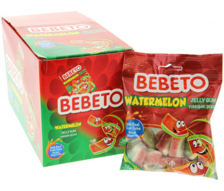 Boite de 12 sachets de confiseries halal Bebeto "Tranches de pastèques sucrées"