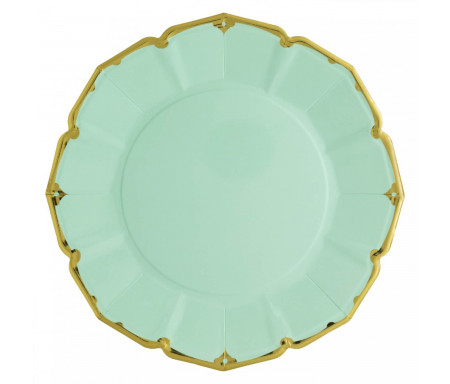 Lot de 8 grandes Assiettes pour le dîner effet lin de Couleur Rose blush