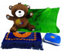 Pack Cadeau Enfant musulman : Nounours Salah - Tapis prière bébé et Jeu ordinateur Al-Muallim (Bleu pour garçon)