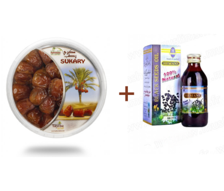 Pack Huile de nigelle + Dattes Sukary (Sokary) fraîches d'Arabie Saoudite