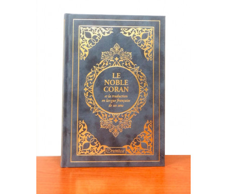 Le Noble Coran et la traduction en langue française de ses sens (bilingue français / arabe) - Edition de luxe couverture cartonnée en daim couleur Gris Anthracite dorée