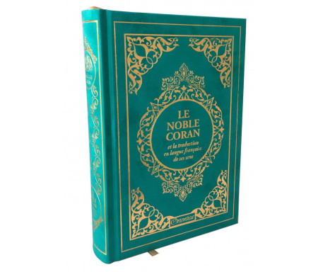 Le Noble Coran et la traduction en langue française de ses sens (bilingue français / arabe) - Edition de luxe couverture cartonnée en daim couleur Maldives dorée