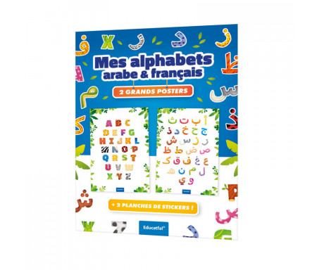 Mes alphabets Arabe & Français: 2 grands posters + 2 Planches de Stikers