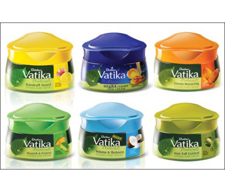 Lot de 6 x Crèmes pour cheveux Vatika Night Repair (Réparation de nuit) / Volume & Epaisseur à la Coco / Chute des Cheveux au Cactus - 420 ml